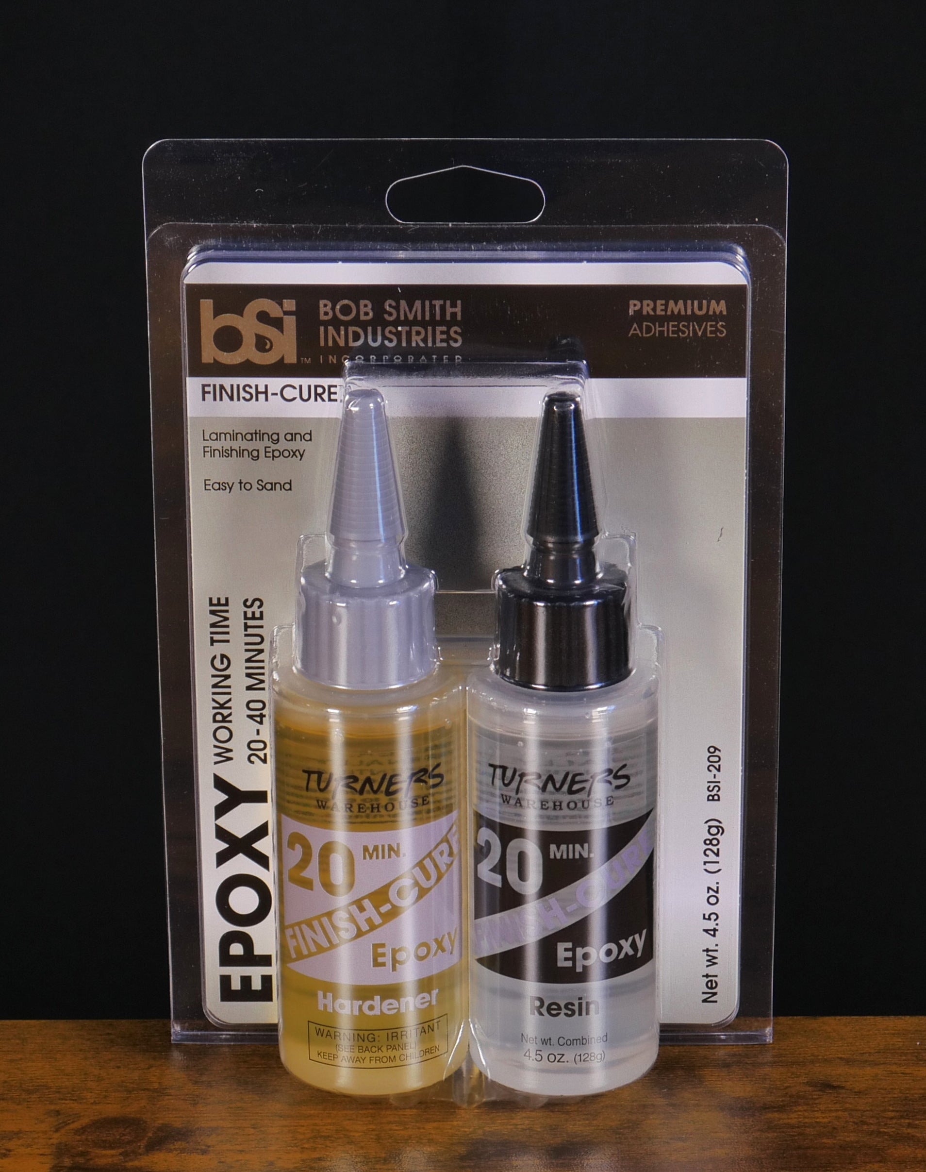 Bob Smith Industries (BSI) Finish-Cure 20min Epoxy - 4.5oz Clear, High Strength For Laminating, Fiberglass & Foam.