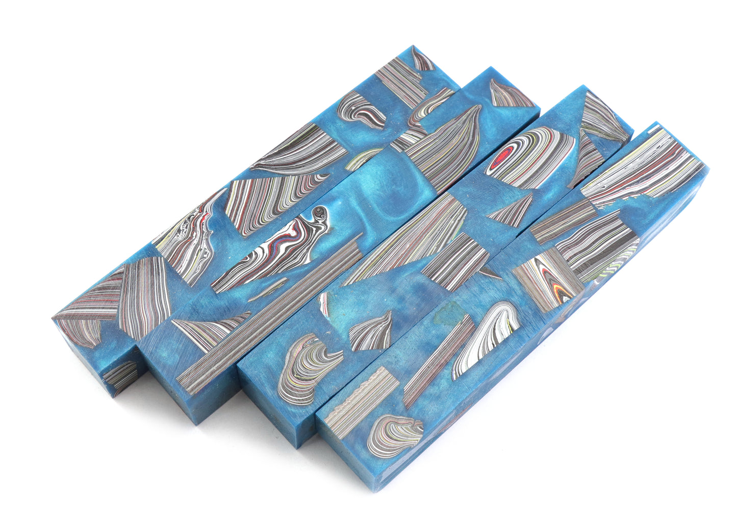 Fordite Pen Blanks Motor Agate Blanks Hybrid Blanks with Teal Resin