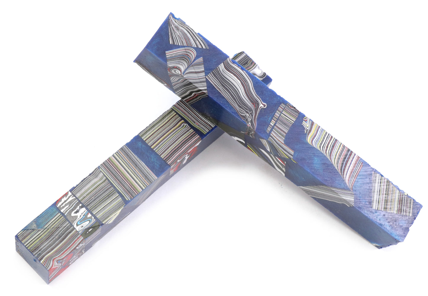 Fordite Pen Blanks Motor Agate Blanks Hybrid Blanks with Blue Resin