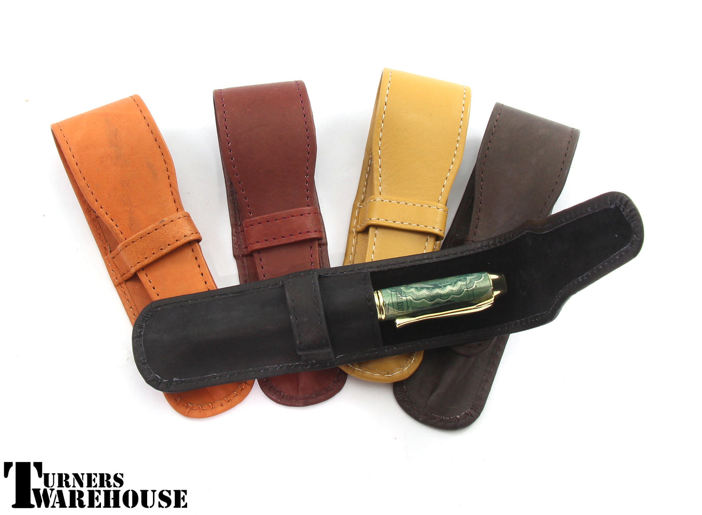 Mixed Leather Single Pen Pouch - set of 5