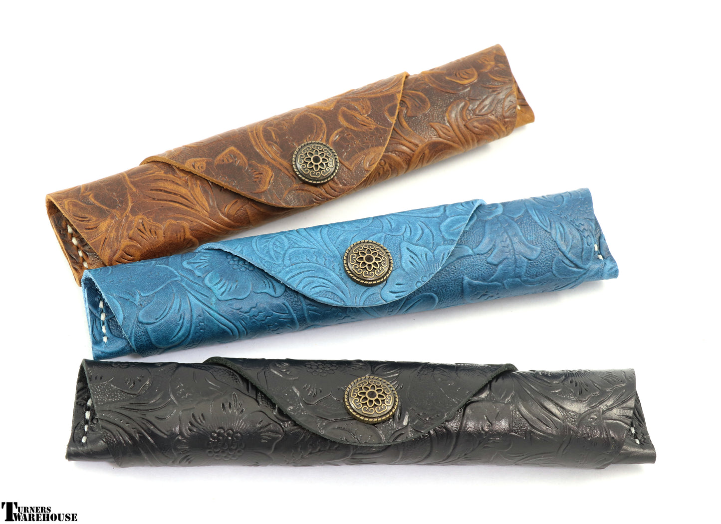 Floral Pen Case - Leather