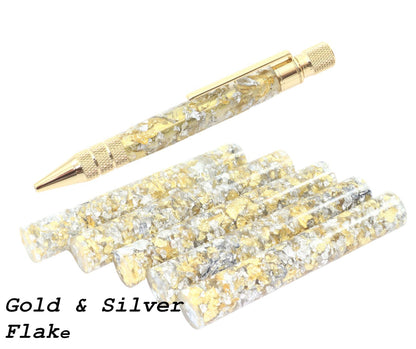 Top Choice Pen Blanks Gold and Silver Flake in Clear