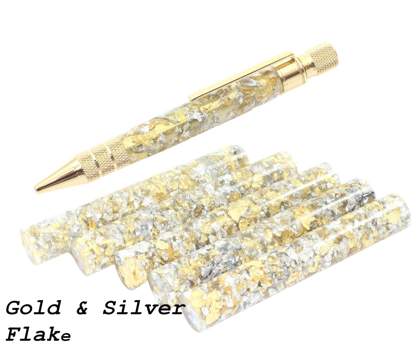 Top Choice Pen Blanks Gold and Silver Flake in Clear