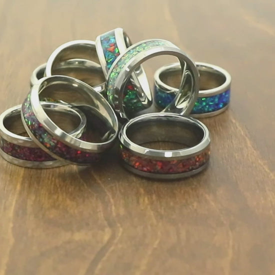 Stainless Steel Inlay Ring Cores with Opals