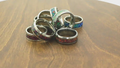 Opal Stainless Steel Inlay Rings