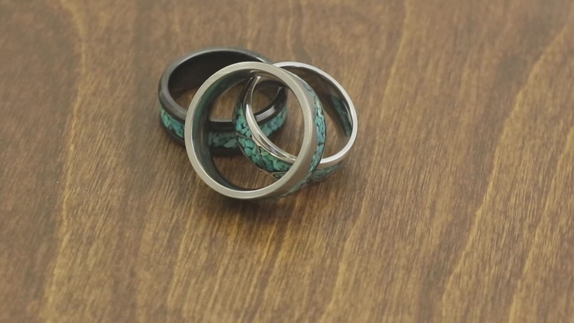 ceramic inlay ring core with turquoise