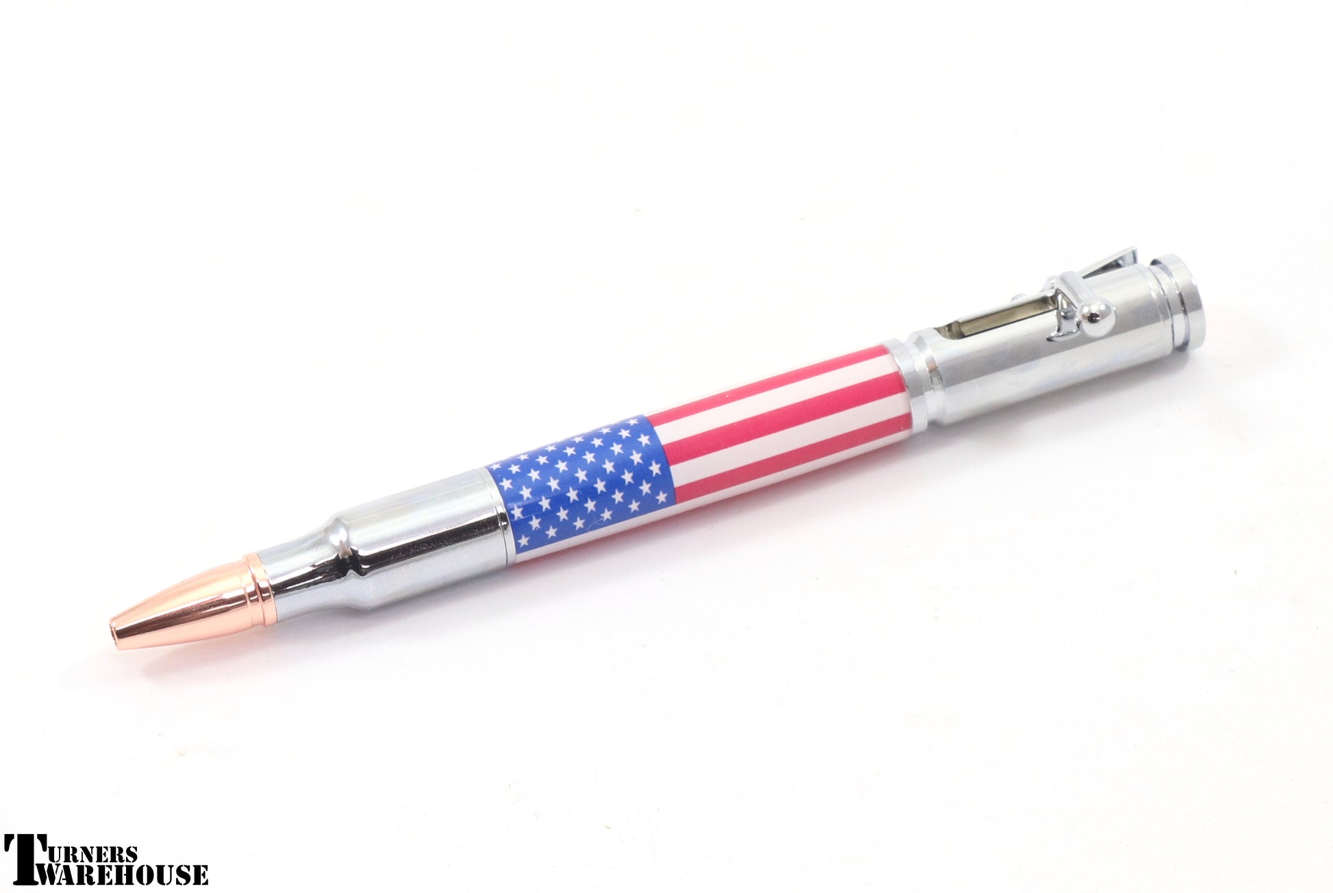 Bolt Action Pen Kit PSI Chrome USA Flag