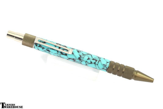Dura Click EDC Ballpoint PSI Burnt Bronze with turquoise crushed stone body