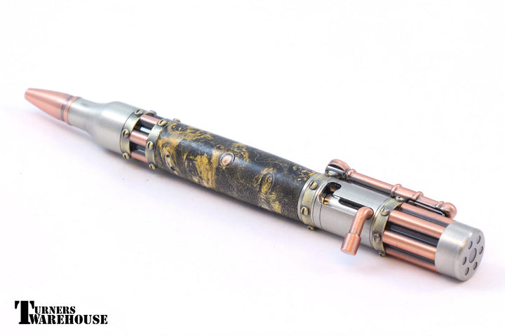 Penn State Industries Steampunk Bolt Action Pen Kit – 5-Pack Antique Pewter & Copper Woodturning Hardware