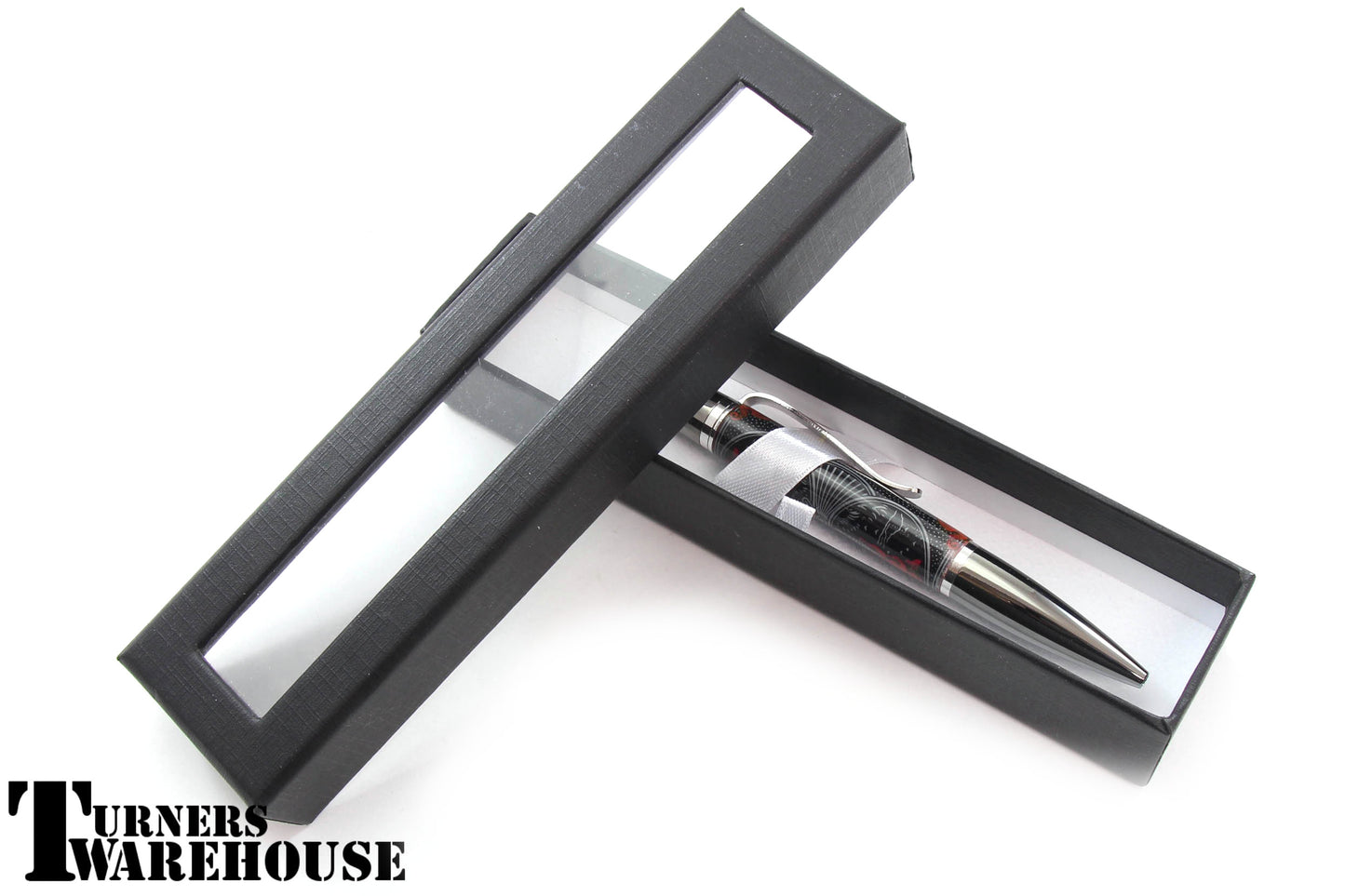 Pen Box with Window - Black w/White Interior or White w/White Interior