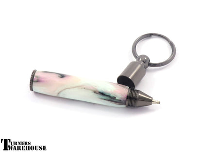 Mini Pen Key Chain Gun metal with Green Abalone 