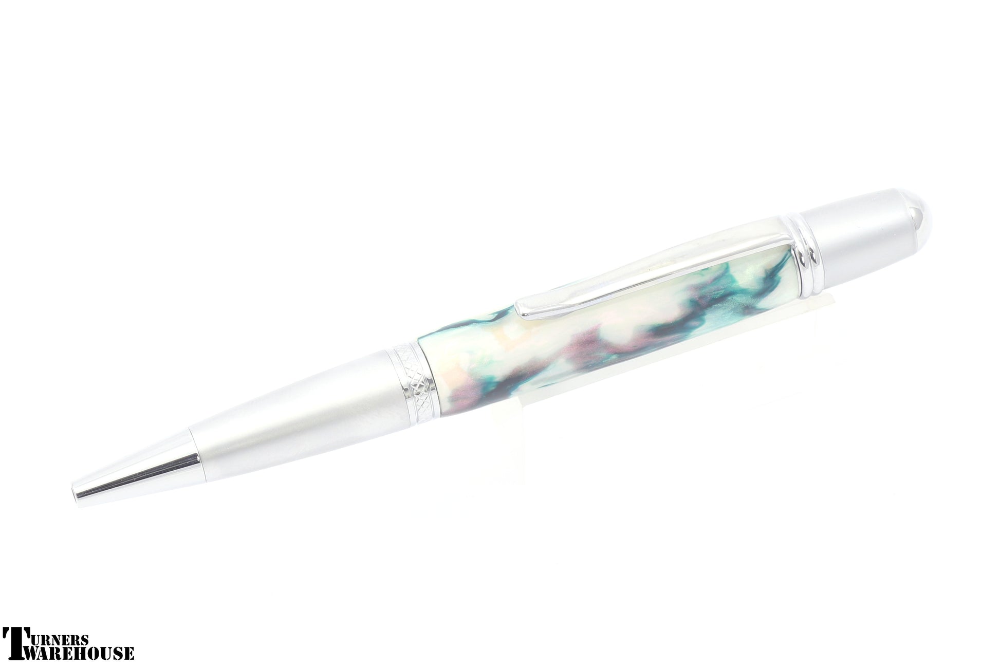 Monarch Pen Kit Chrome with Satin Chrome and Green Abalone body