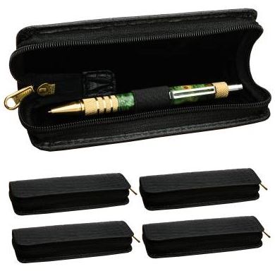 5 Pack - Black Leather Pen Pouch