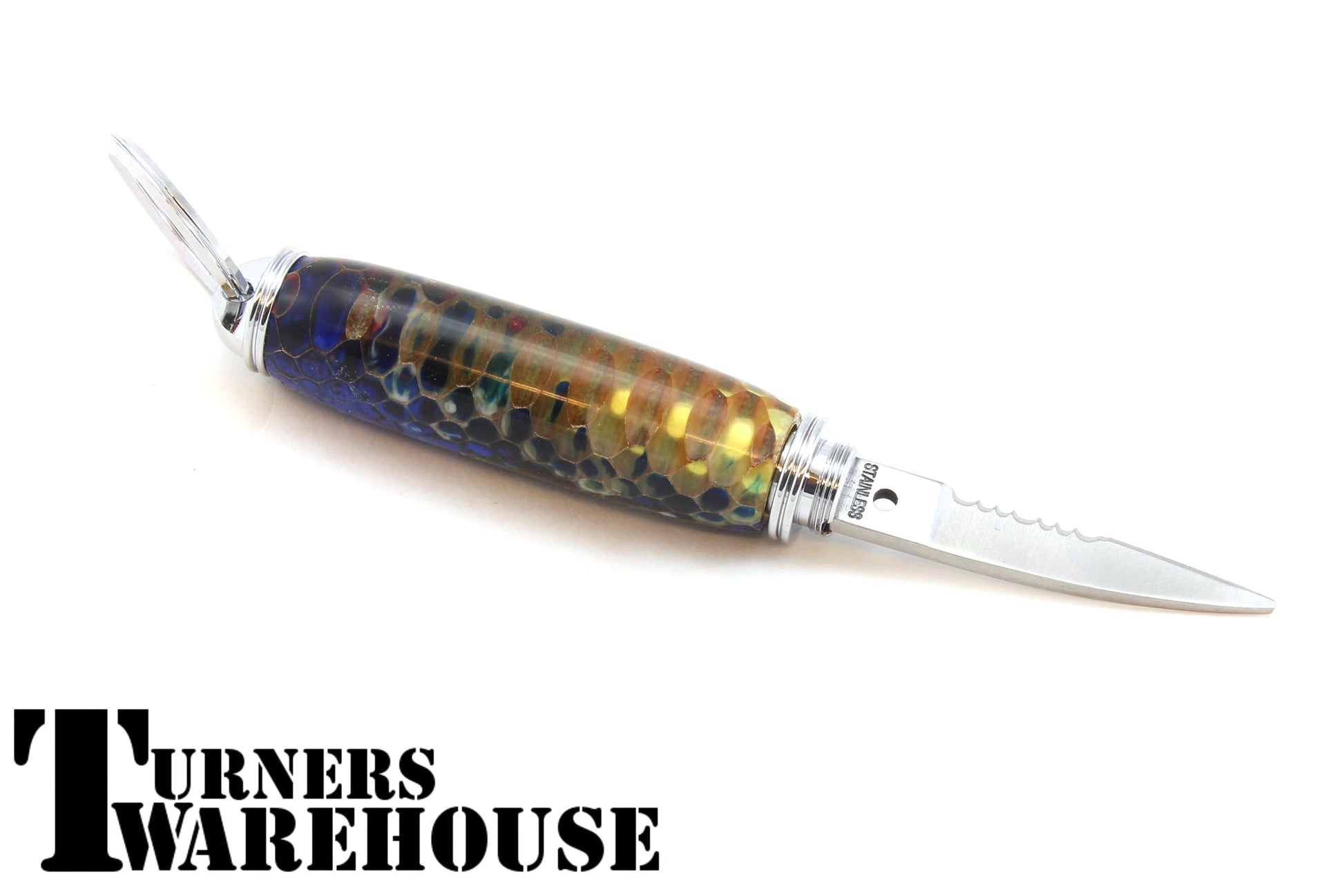 Pocket Knife Key Chain Kit Chrome with honeycomb body