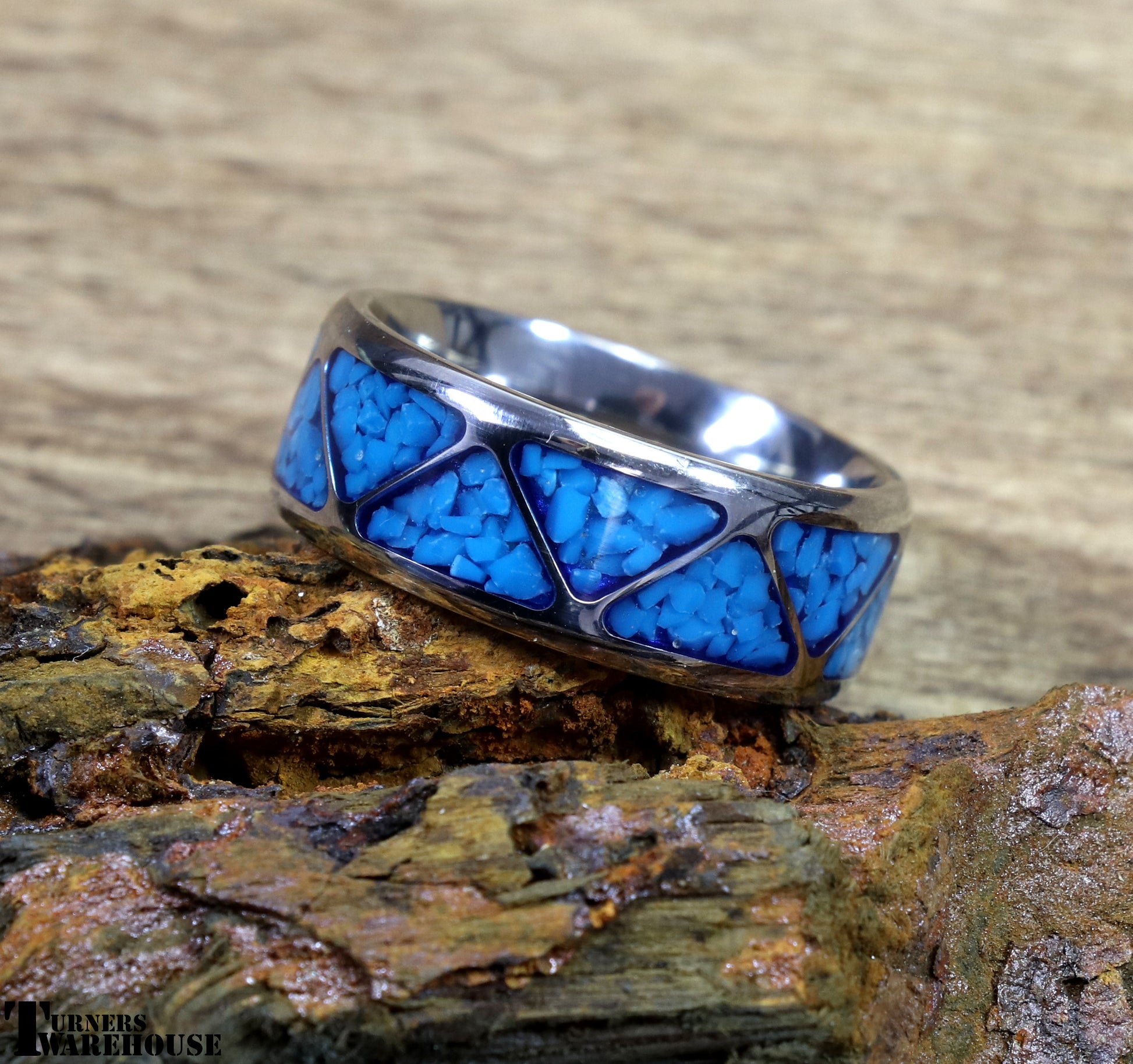 Stainless Steel Inlay Ring Core ISO Blue Stone 