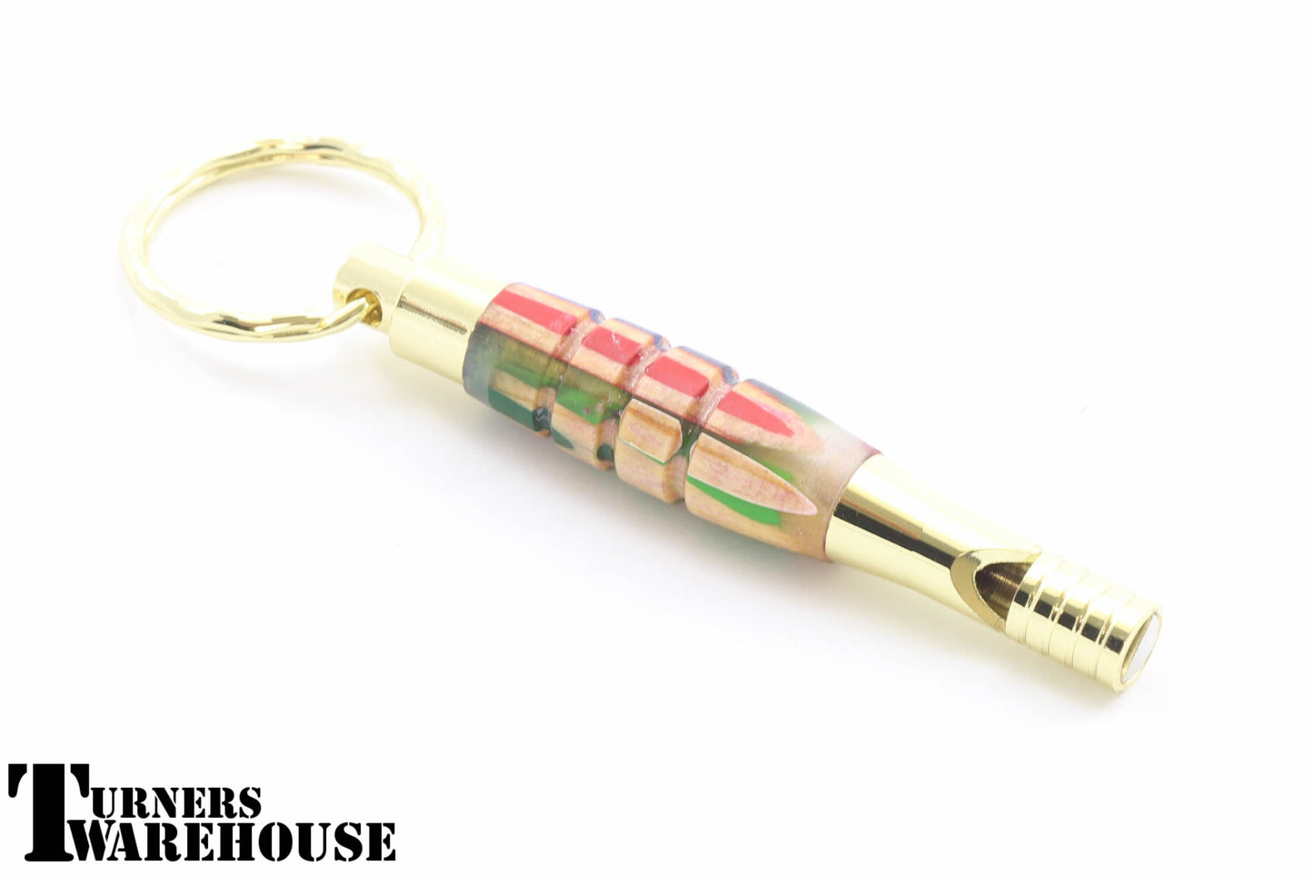 Whistle Key Chain Gold Colored Pencil Body 