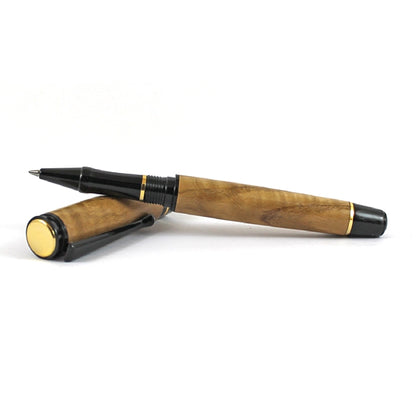 cyclone-rollerball-pen-kit-with-black-chrome-fittings-and-upgrade-gold-accents